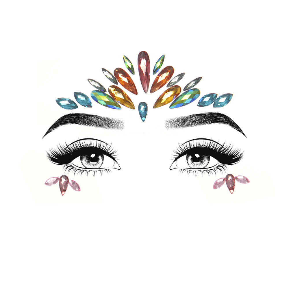 Leg Avenue - Avri Autocollant Diamant Bijou Visage - Multicolore